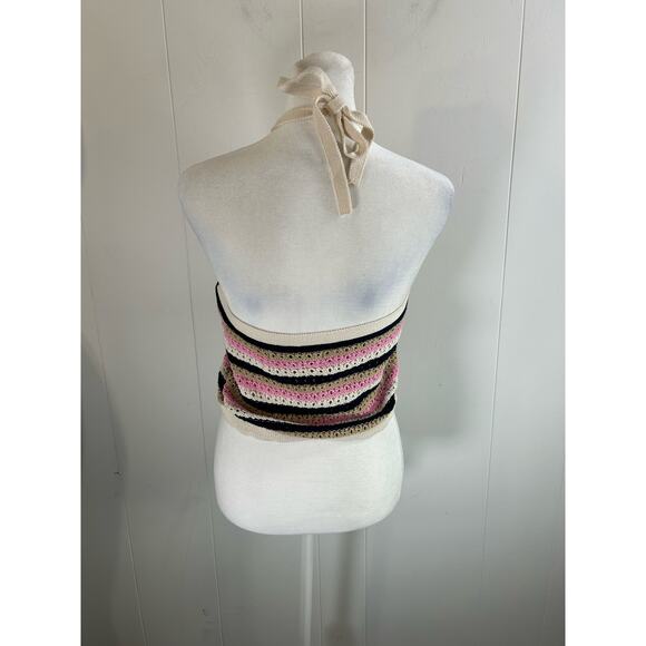 Vero Moda SHAJI COTTON BLEND KNIT HALTER TOP BIRCH STRIPES. Size M. NWOT - Picture 6 of 9